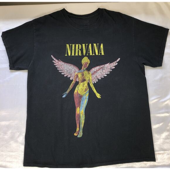 Nirvana Shirt Band Music In Utero Angel Graphic Black Mens Size L - Picture 1 of 7